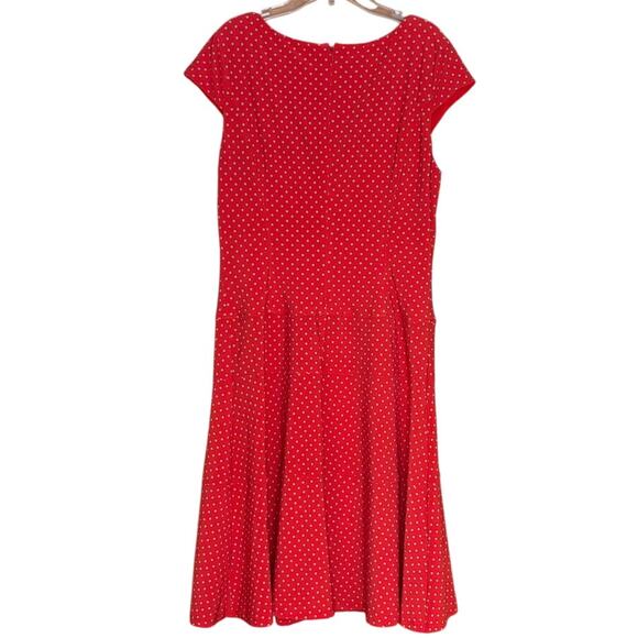 Jones New York Cap Sleeve Red & Beige Polk Dot Fit & Flare dress, Size 10 EUC - Picture 2 of 3